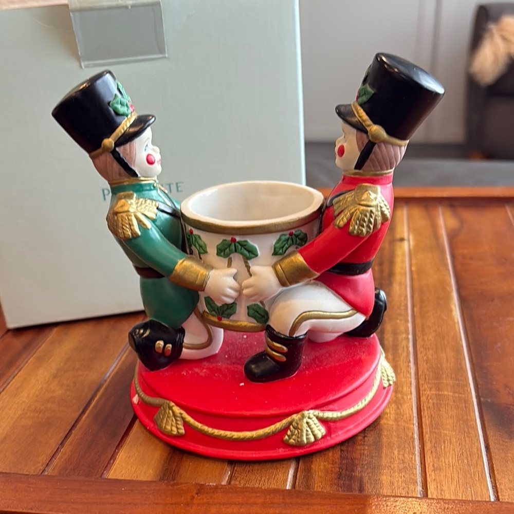 Partylite Christmas Toy Soldier Votive Candle Holder Drum Ceramic Holiday Retire